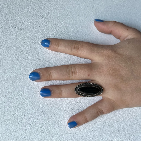 Sterling silver ring - onyx - Picture 2 of 6